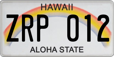 HI license plate ZRP012