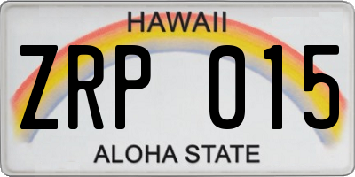HI license plate ZRP015