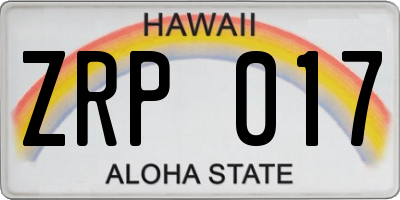 HI license plate ZRP017