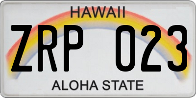 HI license plate ZRP023