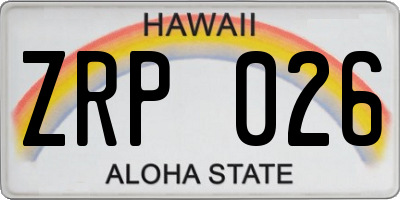 HI license plate ZRP026
