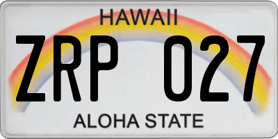 HI license plate ZRP027