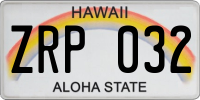 HI license plate ZRP032