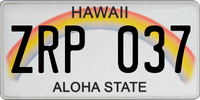HI license plate ZRP037