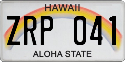 HI license plate ZRP041