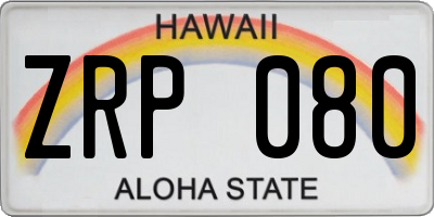 HI license plate ZRP080