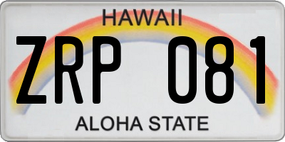 HI license plate ZRP081
