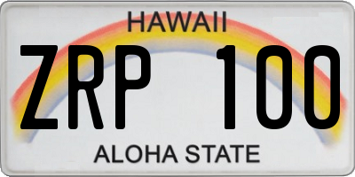 HI license plate ZRP100