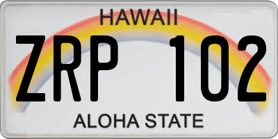 HI license plate ZRP102