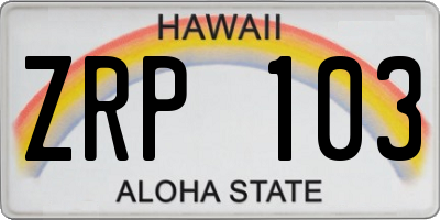 HI license plate ZRP103