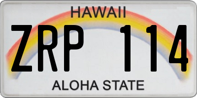 HI license plate ZRP114
