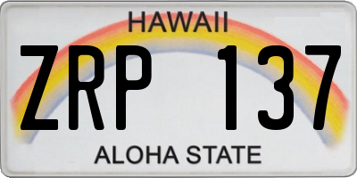 HI license plate ZRP137