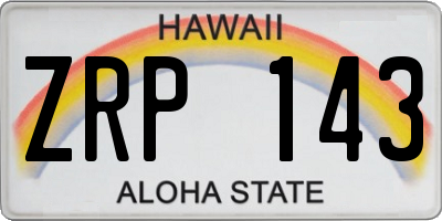 HI license plate ZRP143
