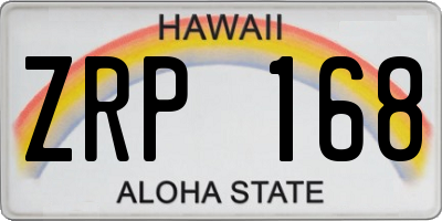HI license plate ZRP168