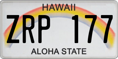 HI license plate ZRP177