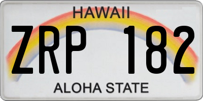HI license plate ZRP182