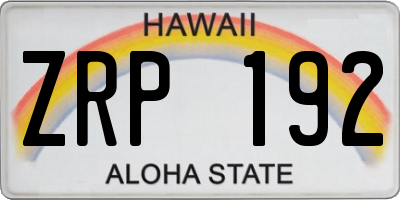 HI license plate ZRP192