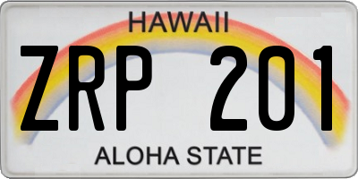 HI license plate ZRP201