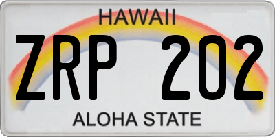 HI license plate ZRP202