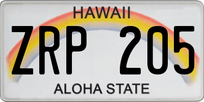 HI license plate ZRP205