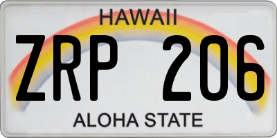 HI license plate ZRP206