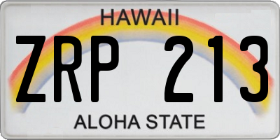 HI license plate ZRP213