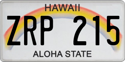 HI license plate ZRP215