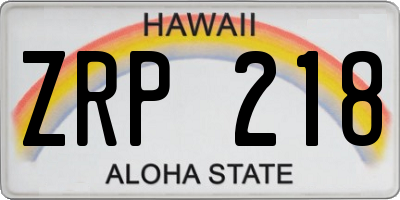 HI license plate ZRP218