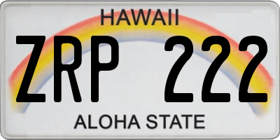 HI license plate ZRP222