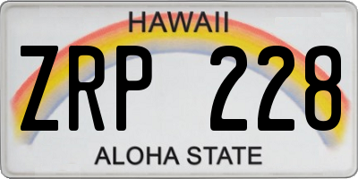 HI license plate ZRP228