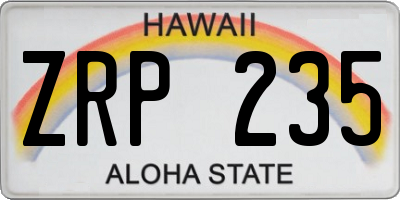 HI license plate ZRP235