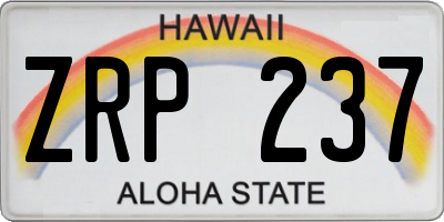 HI license plate ZRP237