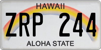 HI license plate ZRP244