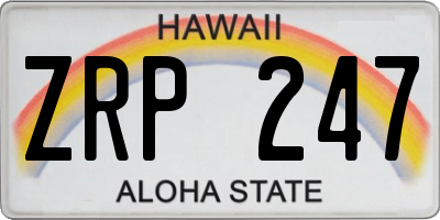 HI license plate ZRP247