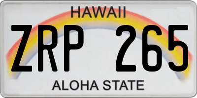 HI license plate ZRP265