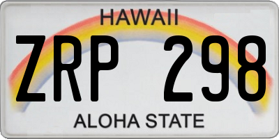 HI license plate ZRP298