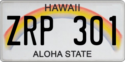 HI license plate ZRP301