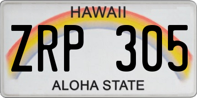 HI license plate ZRP305
