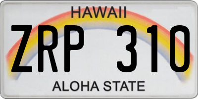 HI license plate ZRP310