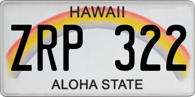 HI license plate ZRP322