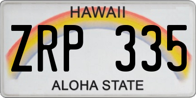 HI license plate ZRP335