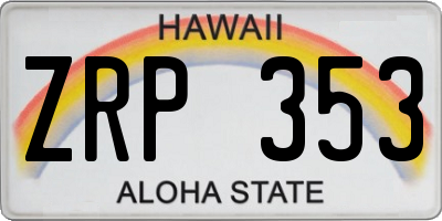 HI license plate ZRP353