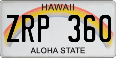 HI license plate ZRP360