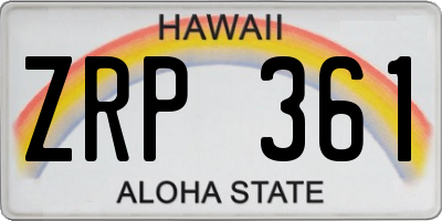 HI license plate ZRP361