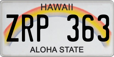 HI license plate ZRP363