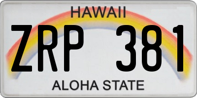 HI license plate ZRP381
