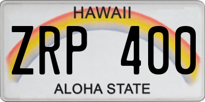 HI license plate ZRP400
