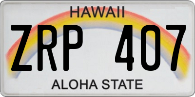 HI license plate ZRP407