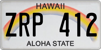HI license plate ZRP412