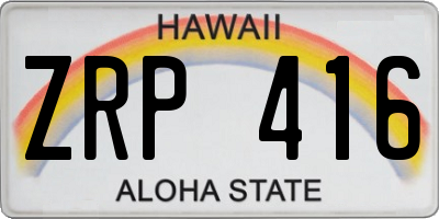 HI license plate ZRP416